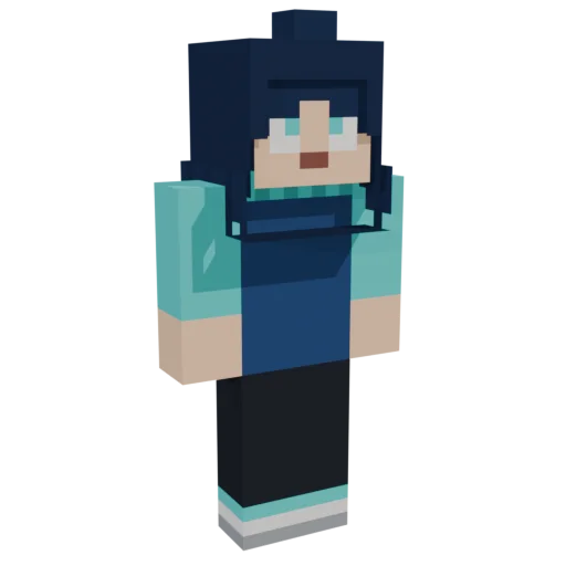 Lucy as a blocky 3D figure; hover to turn