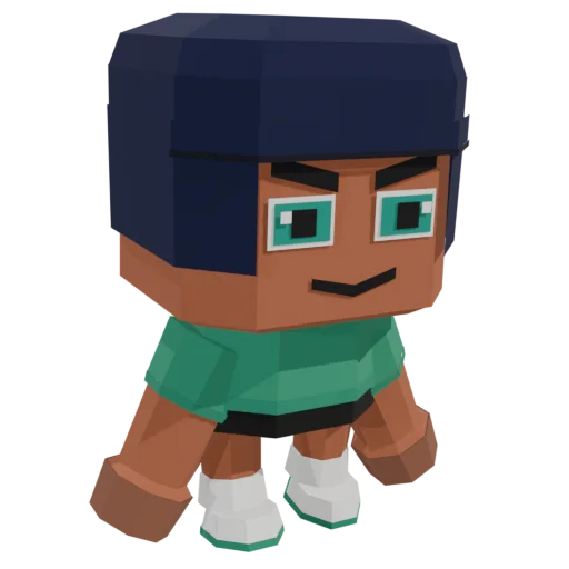 Lucy as a chibi 3D figure; hover to turn