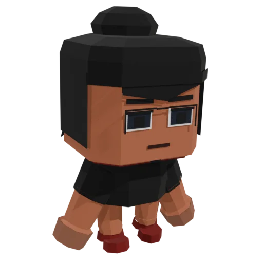 Sophia as a chibi 3D figure; hover to turn